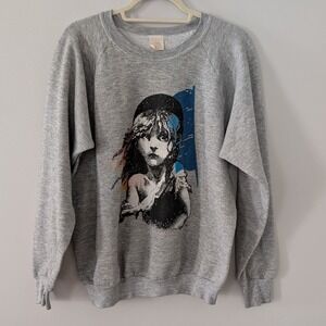 Vintage Fruit Of The Loom Les Miserables 1986 Sweatshirt XL Cosette Musical Gray